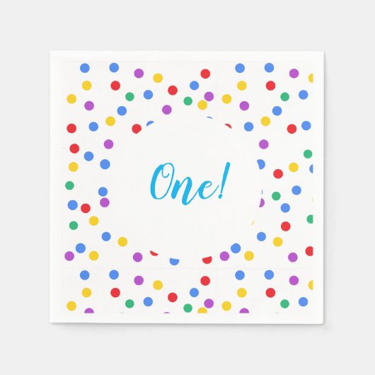 Niedliche Confetti Dots 1. Geburtstag Serviette (Vorderseite)