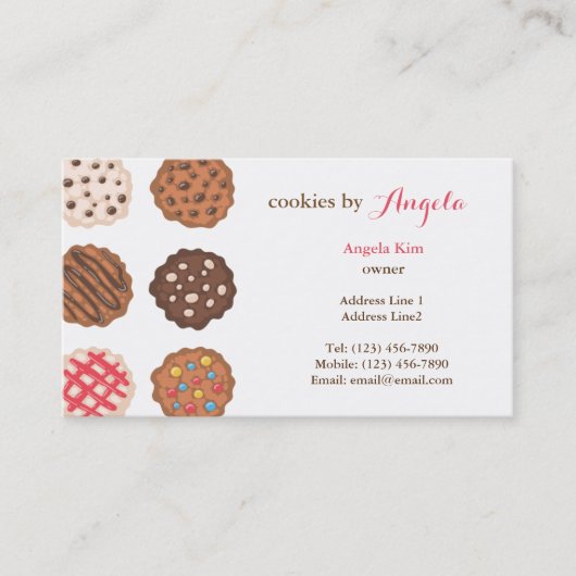Niedliche Cookies Business Bakery Business Card Visitenkarte (Vorderseite)