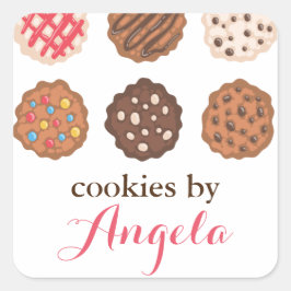 Niedliche Cookies - Etikett für Backwaren Quadratischer Aufkleber