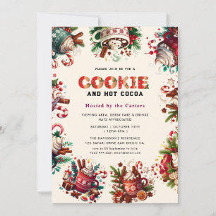 Niedliche Cookies und Einladung zur Kakaofeier