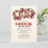 Niedliche Cookies und Einladung zur Kakaofeier (Stehend Vorderseite)