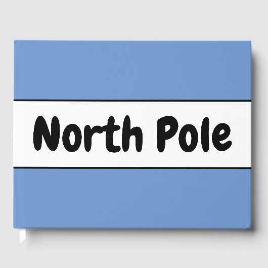 Niedliche Coole Blaue Streifen "Nordpol" Gästebuch (Vorderseite)