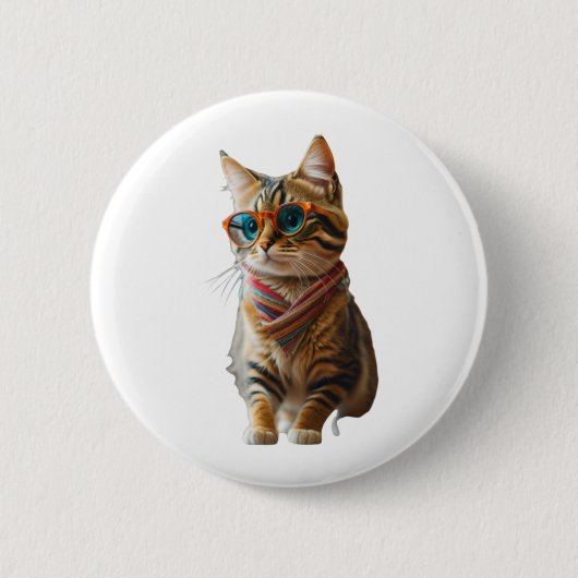 Niedliche Coole Katze Button (Vorderseite)