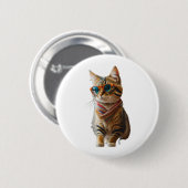 Niedliche Coole Katze Button (Vorne & Hinten)