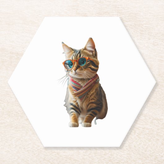 Niedliche Coole Katze Untersetzer (Vorderseite)