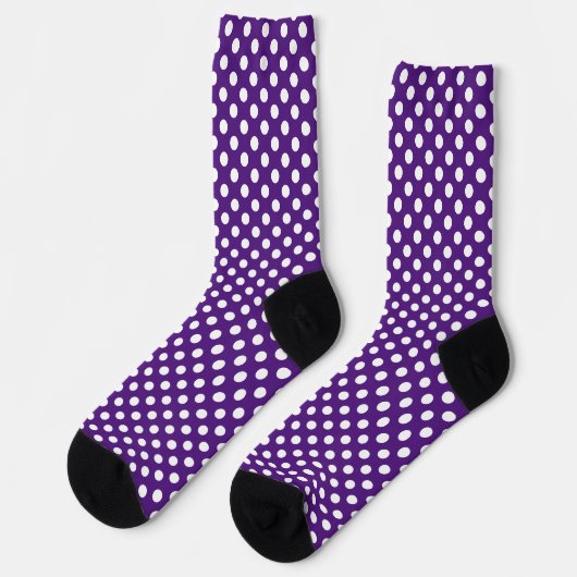 Niedliche coole Lila Weiße Polka-Punkte Retromuste Socken (Linkes Detail)