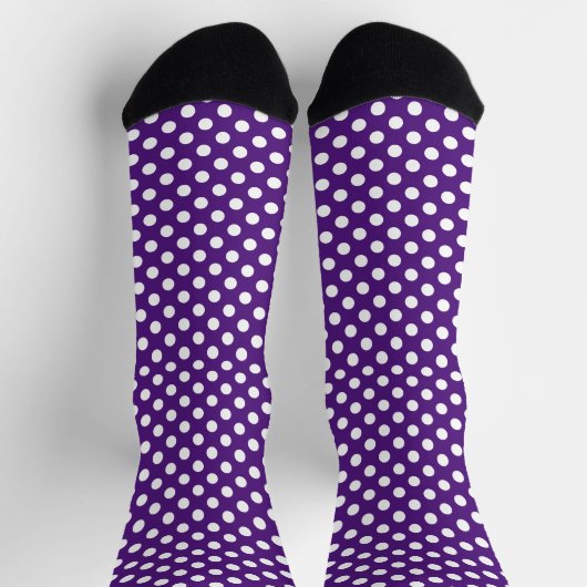 Niedliche coole Lila Weiße Polka-Punkte Retromuste Socken (Oben)