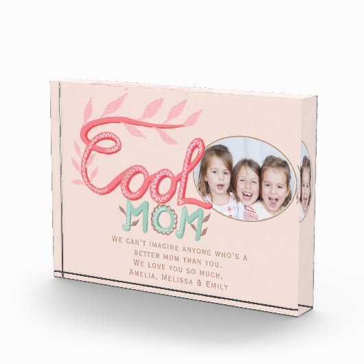 Niedliche Coole Mama Handschrift Muttertag Fotoblock (Rechts)