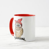 Niedliche Coole Rockabilly-Owl in Brillen & Red Ba Tasse (Vorderseite Links)
