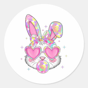 Niedliche Coquette Bow Ostertag Rabbit Bunny Oars Runder Aufkleber
