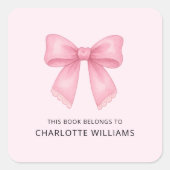 Niedliche Coquette Bow Stilvoll zurück zur Schule  Quadratischer Aufkleber (Vorderseite)