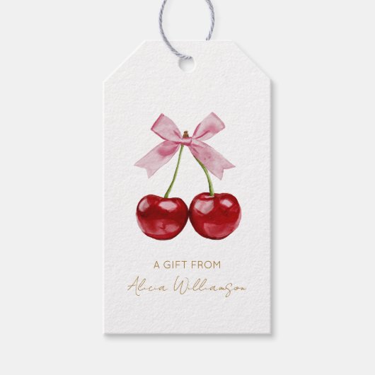 Niedliche Coquette Cherries Personalisiertes Gesch Geschenkanhänger (Vorderseite)