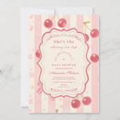 Niedliche Coquette Cherry auf Top Baby Dusche Einladung (Vorderseite)