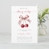 niedliche Coquette Cherry auf Top Baby Dusche pink Einladung (Stehend Vorderseite)