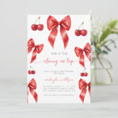 niedliche Coquette Cherry auf Top Baby Dusche rot Einladung (Stehend Vorderseite)