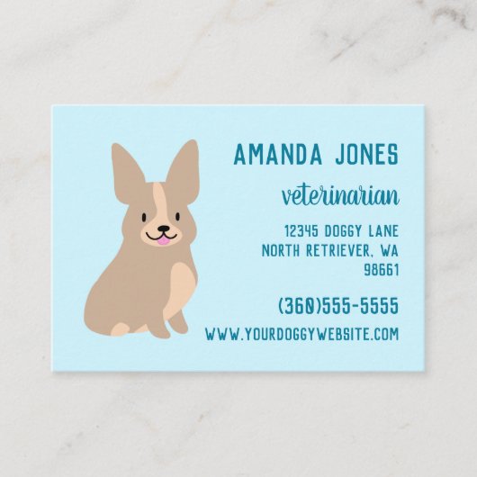 Niedliche Corgi Business Card Telefonnummerkarte (Vorderseite)