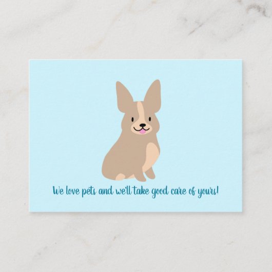 Niedliche Corgi Business Card Telefonnummerkarte (Rückseite)