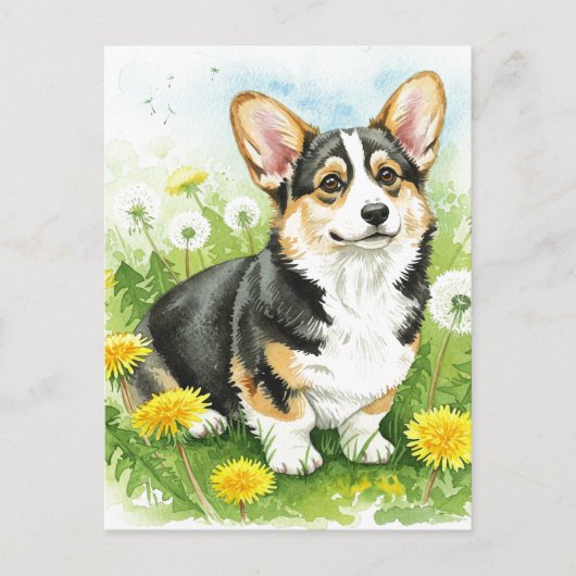 Niedliche Corgi Dandeli Frühjahr Postkarte (Vorderseite)
