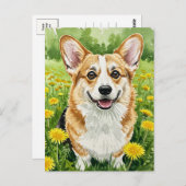 Niedliche Corgi Dandeli Frühjahr Postkarte (Vorne/Hinten)