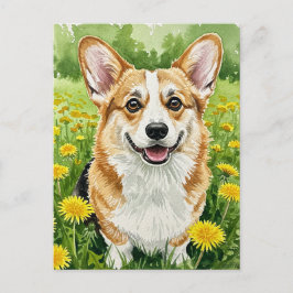 Niedliche Corgi Dandeli Frühjahr Postkarte