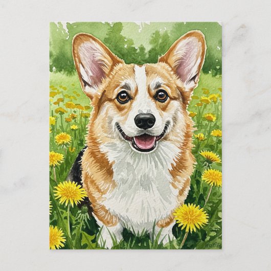 Niedliche Corgi Dandeli Frühjahr Postkarte (Vorderseite)