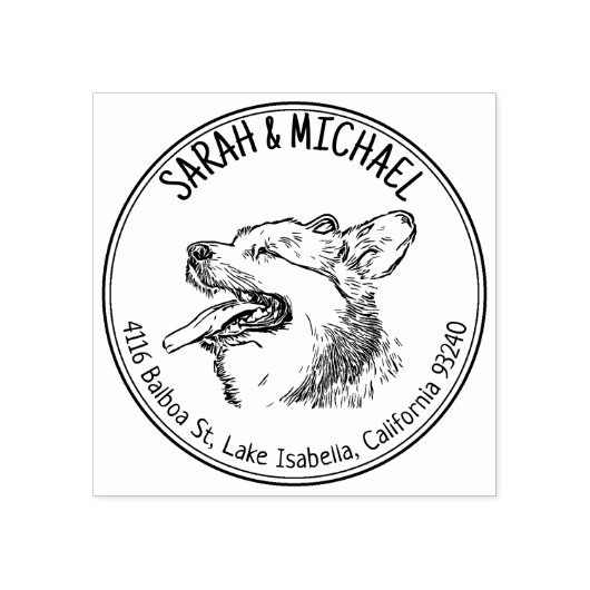 Niedliche Corgi Dog Rücksendeadresse, Kreis Gummistempel (Prägung)