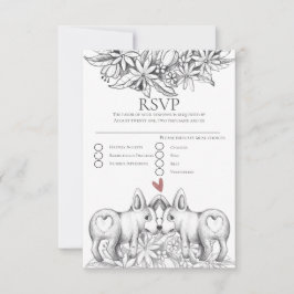 Niedliche Corgi Dogs Pencil Zeichnend Wedding RSVP