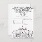 Niedliche Corgi Dogs Pencil Zeichnend Wedding RSVP (Vorne/Hinten)