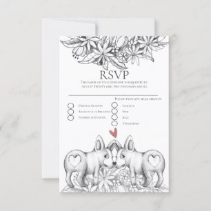 Niedliche Corgi Dogs Pencil Zeichnend Wedding RSVP