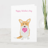 Niedliche Corgi "Happy Valentine's Day" rosa Herzk Karte (Vorderseite)