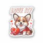 Niedliche Corgi-Liebe Aufkleber (Vorderseite)