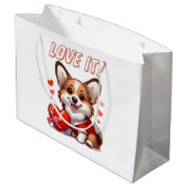 Niedliche Corgi-Liebe Große Geschenktüte (Rückseite Schrägansicht)