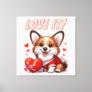 Niedliche Corgi-Liebe Leinwanddruck