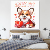 Niedliche Corgi-Liebe Leinwanddruck (Insitu (Schlafzimmer))