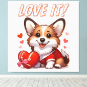 Niedliche Corgi-Liebe Leinwanddruck (Insitu (Holzboden))