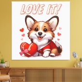 Niedliche Corgi-Liebe Leinwanddruck (Insitu (Wohnzimmer))