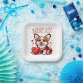 Niedliche Corgi-Liebe Pappteller (Party)