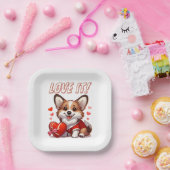 Niedliche Corgi-Liebe Pappteller (Party)