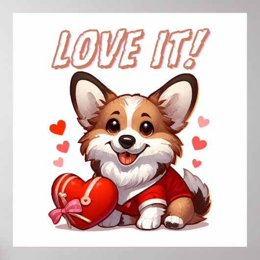 Niedliche Corgi-Liebe Poster (Vorne)