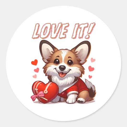 Niedliche Corgi-Liebe Runder Aufkleber (Vorderseite)