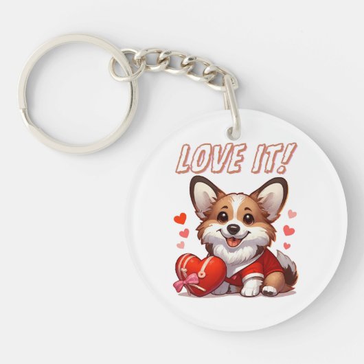 Niedliche Corgi-Liebe Schlüsselanhänger (Vorderseite)