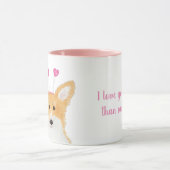 Niedliche Corgi "Liebe Sie mehr als Würste" rosa T Tasse (Zentrum)