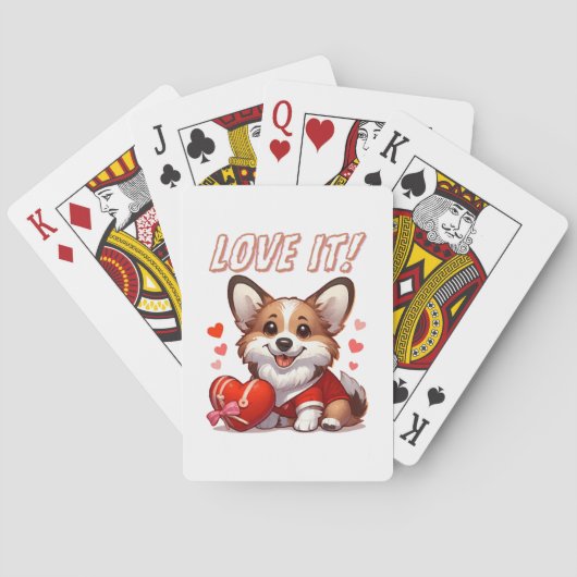 Niedliche Corgi-Liebe Spielkarten (Rückseite)