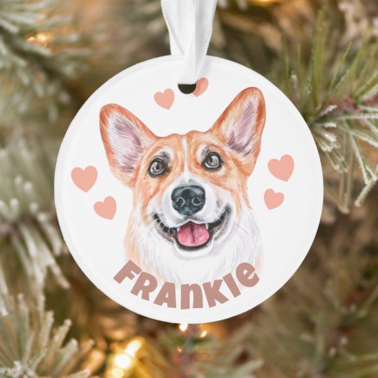 Niedliche Corgi-Mama mit Herz-Hund-Illustration Ornament (Baum)