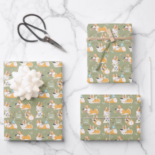 Niedliche Corgi-Schnapppapierblätter Geschenkpapier Set