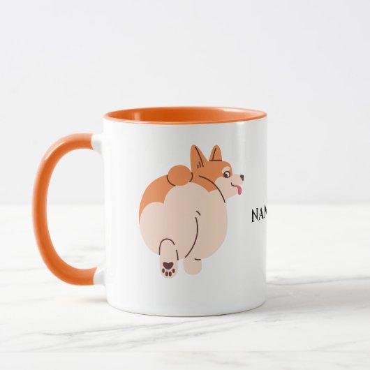 Niedliche Corgi-Tasse mit bearbeitbarem Namen Tasse (Links)
