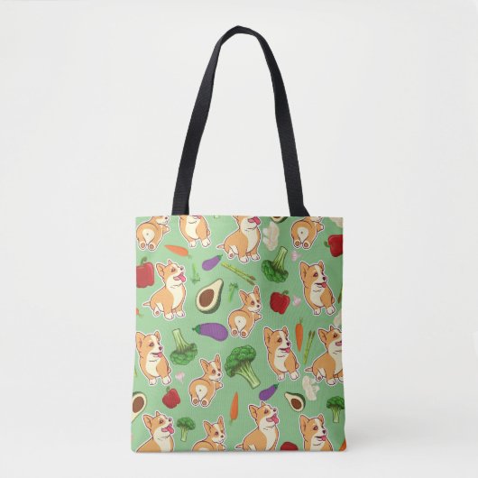 Niedliche Corgi und Gemüse - Lebensmittelmuster gr Tasche (Vorderseite)