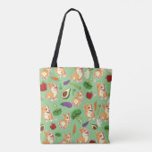Niedliche Corgi und Gemüse - Lebensmittelmuster gr Tasche (Rückseite)