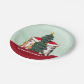 Niedliche Corgi Weihnachtsbaum Custom Holiday Part Pappteller (Schrägansicht)