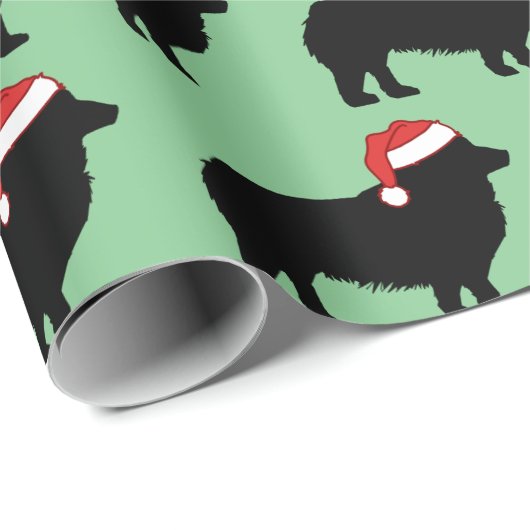 Niedliche Corgi Weihnachtshunde Silhouette in Weih Geschenkpapier (Rolleneckpunkt)